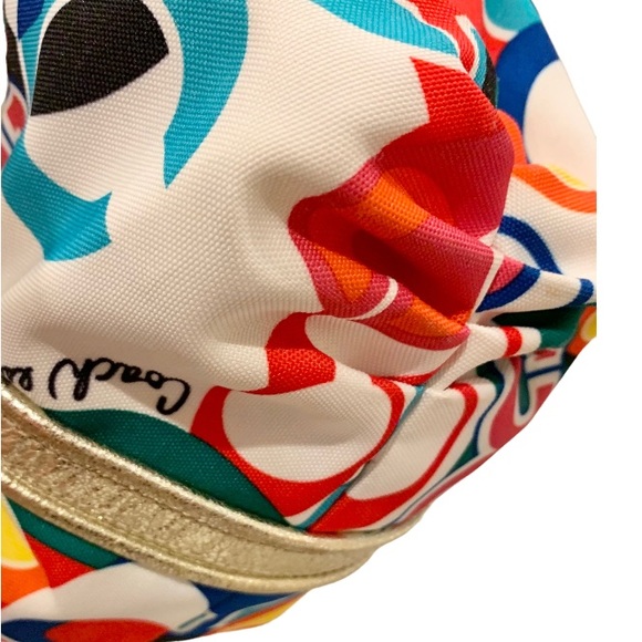 COACH Logo POPPY colorful gold leather trim purse tote - Picture 14 of 17